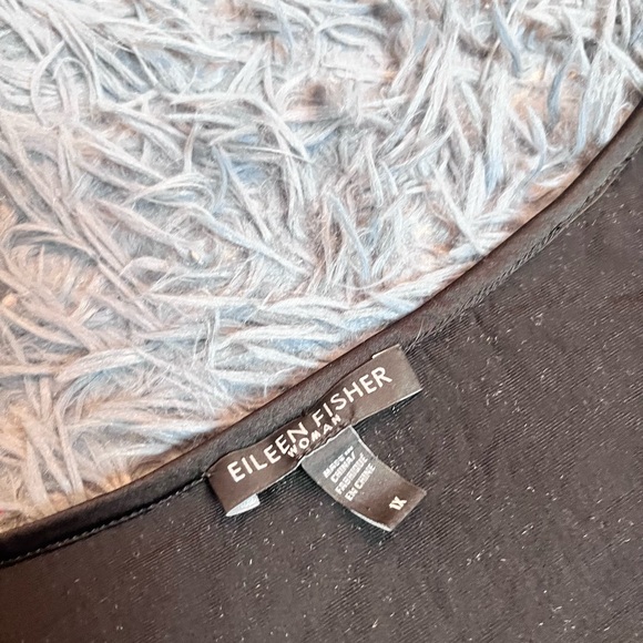 Eileen Fisher Black Iridescent Printed Velvet Silk Dress Size 1X - Picture 3 of 6